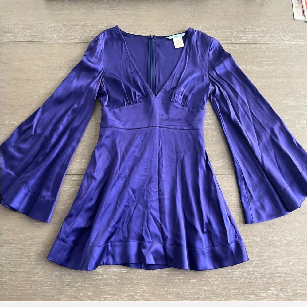 Elegant Purple Flare Sleeve Dress